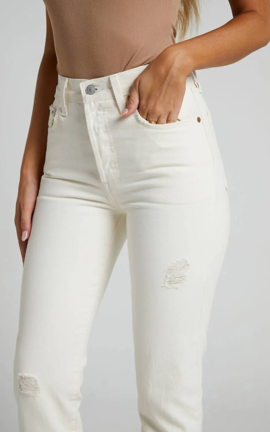 501 Crop Booper Jean In White