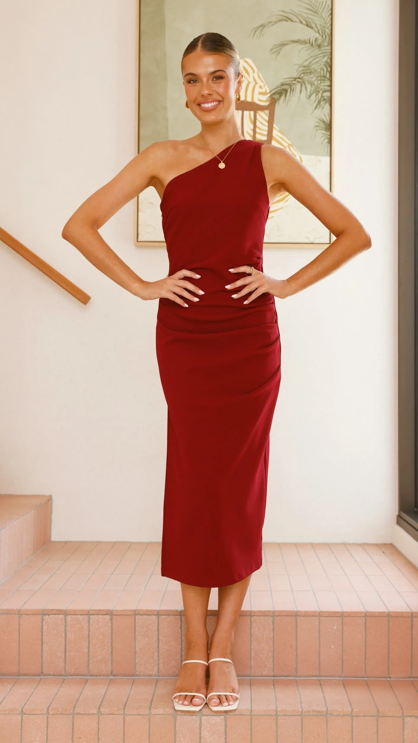 Alaina Midi Dress - Wine