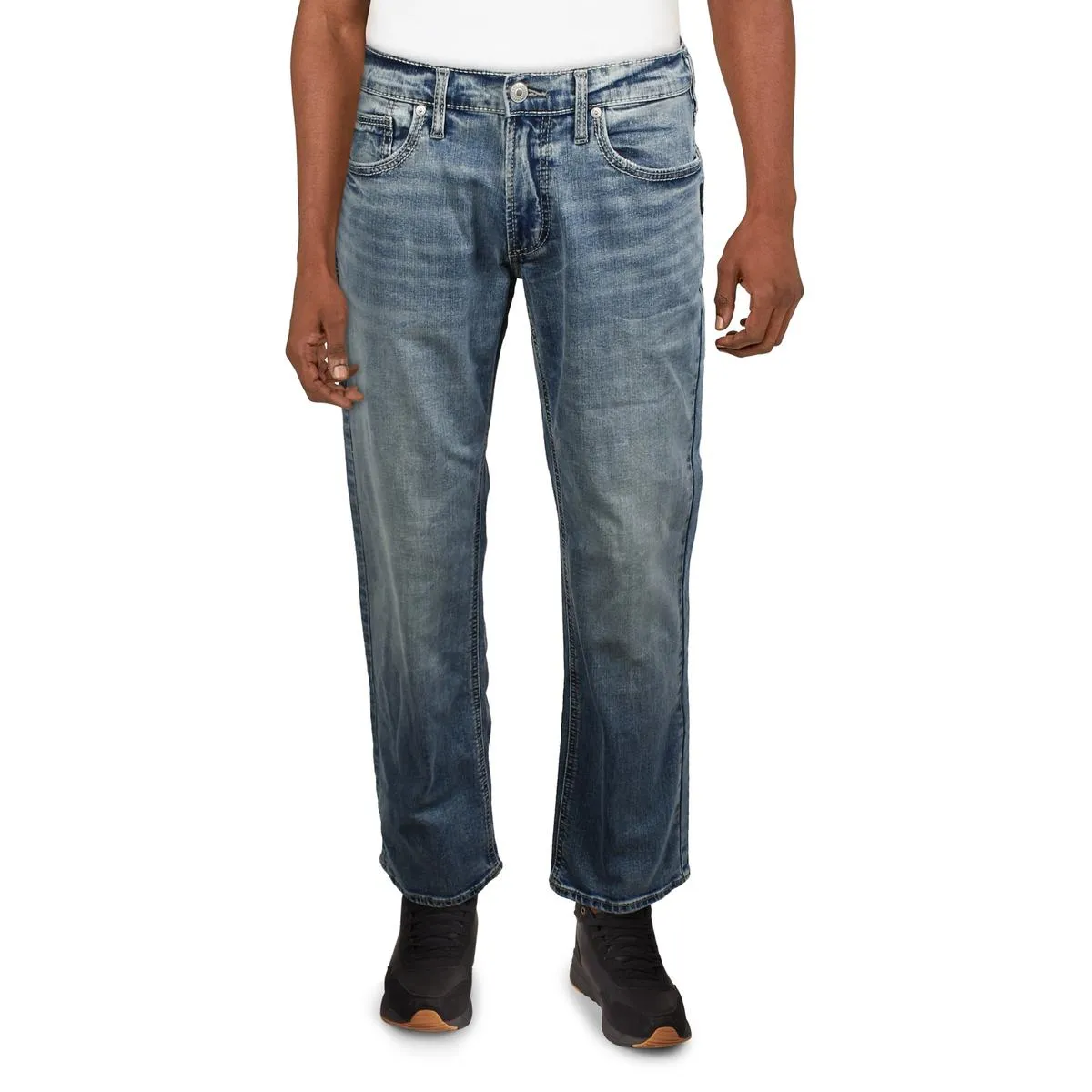 Allan Mens Denim Cotton Straight Leg Jeans