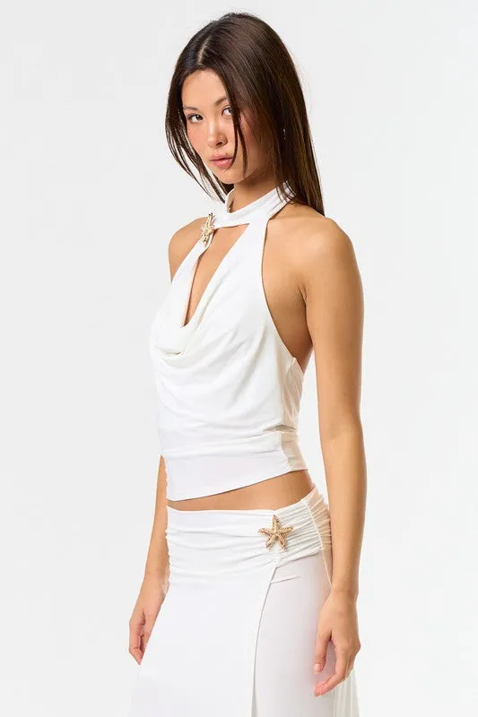 Aluna Starfish Cowl Neck Halter Top
