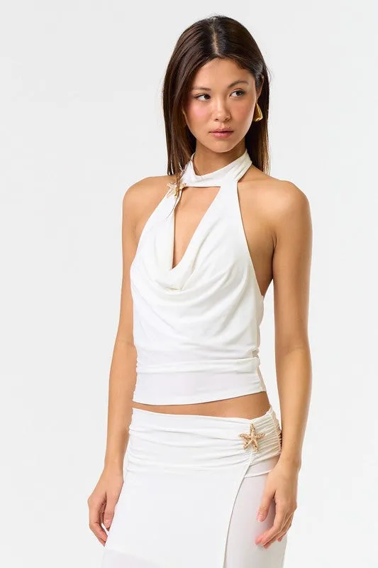 Aluna Starfish Cowl Neck Halter Top