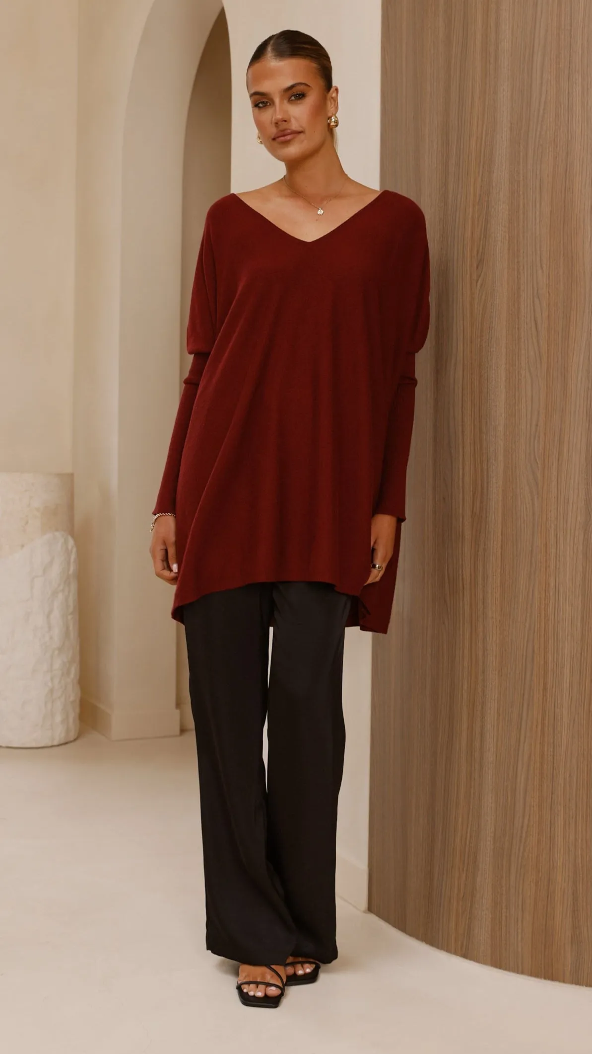 Amalia Knit Top - Burgundy