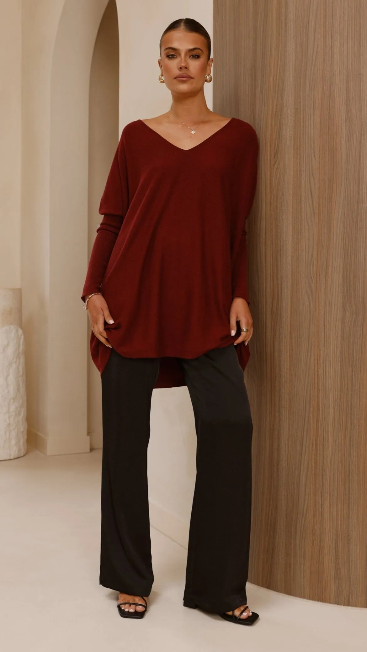 Amalia Knit Top - Burgundy