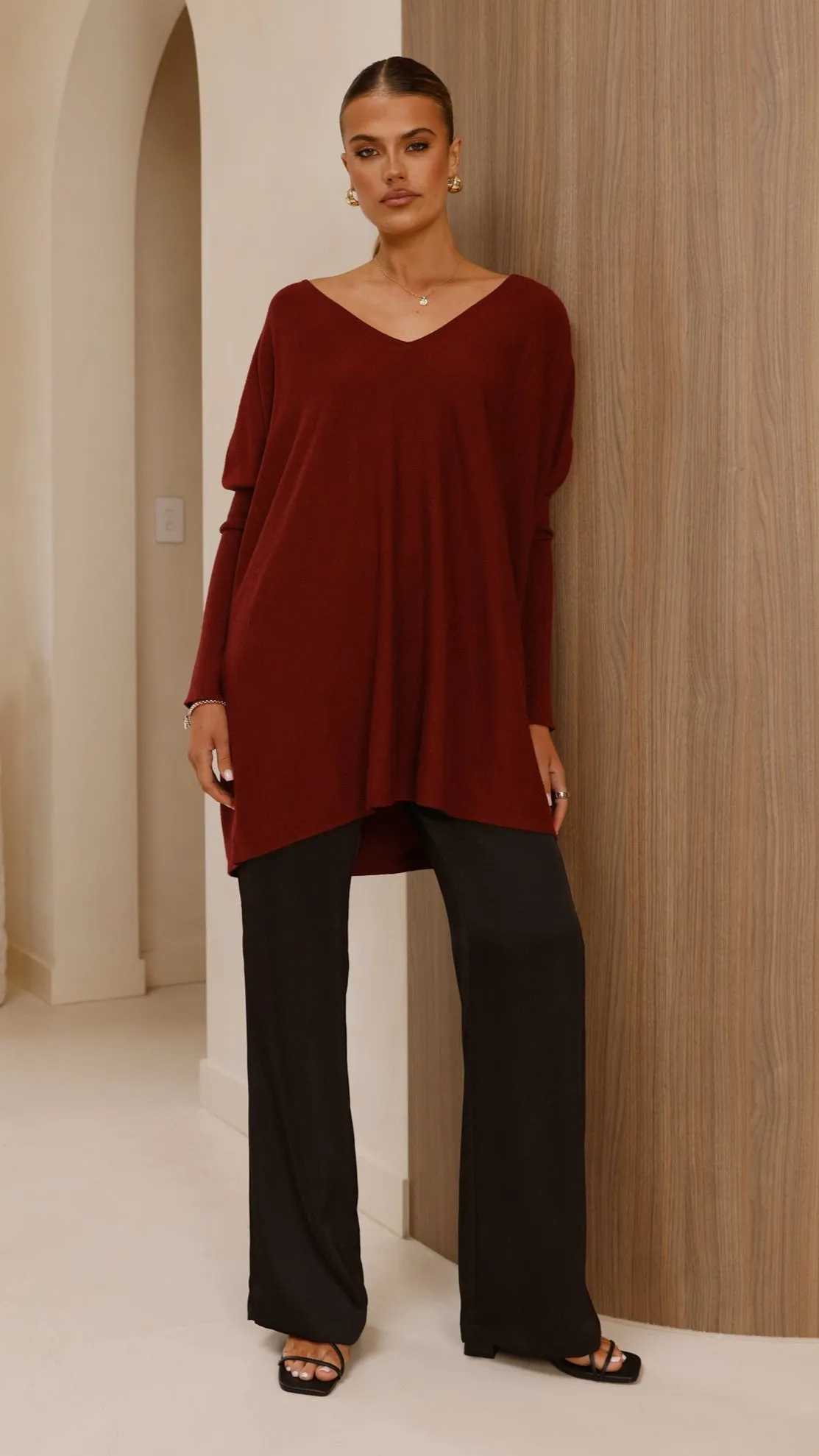 Amalia Knit Top - Burgundy