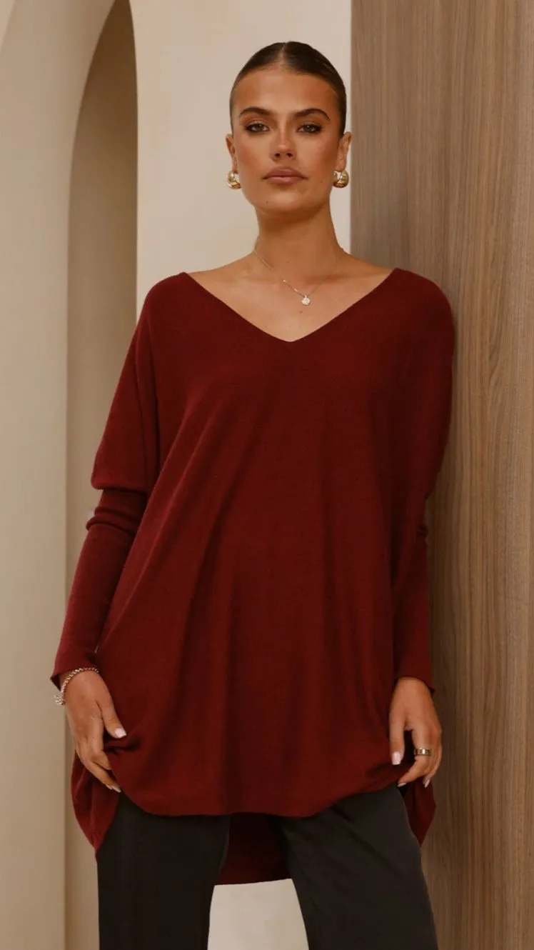 Amalia Knit Top - Burgundy
