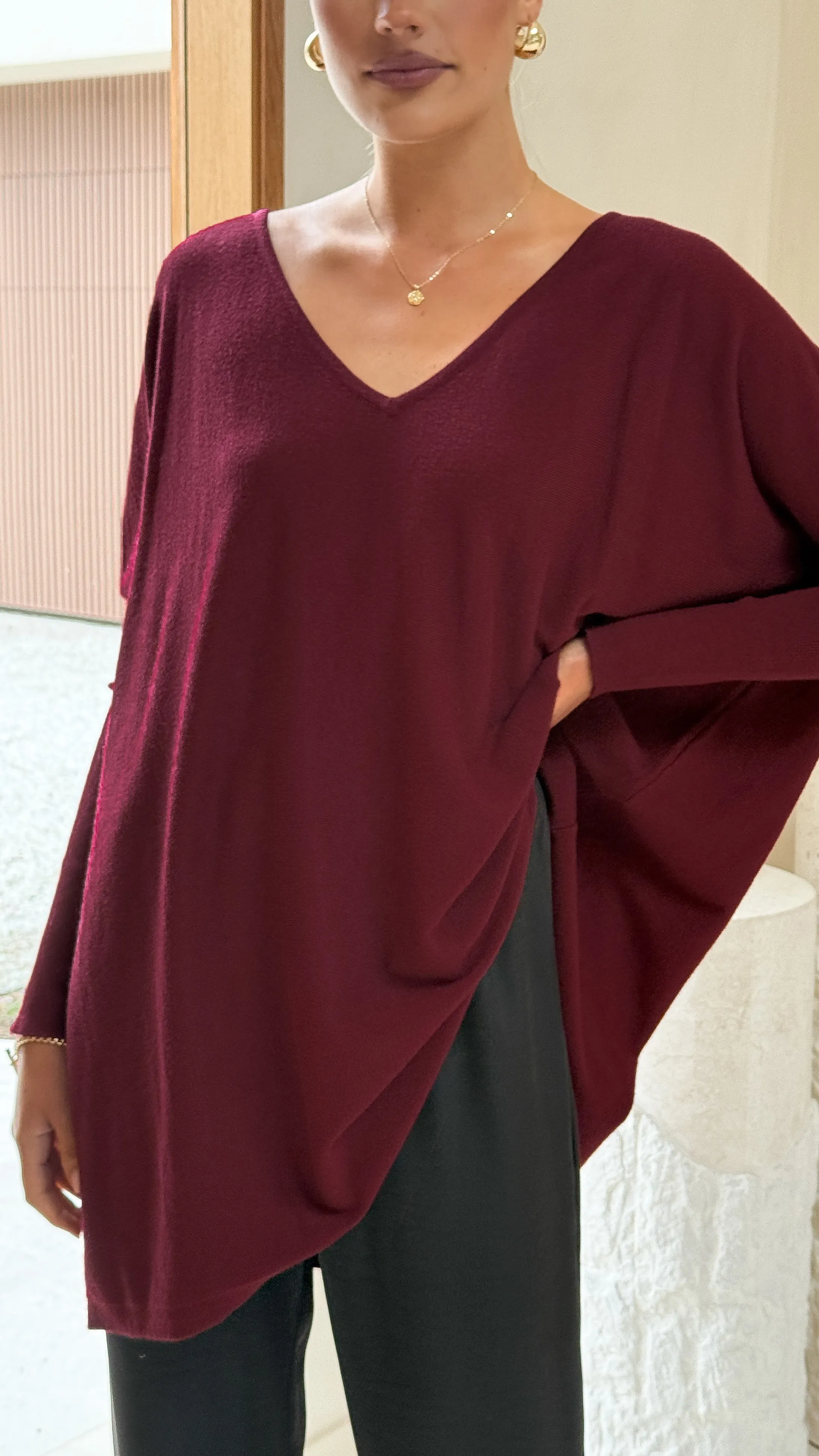 Amalia Knit Top - Burgundy