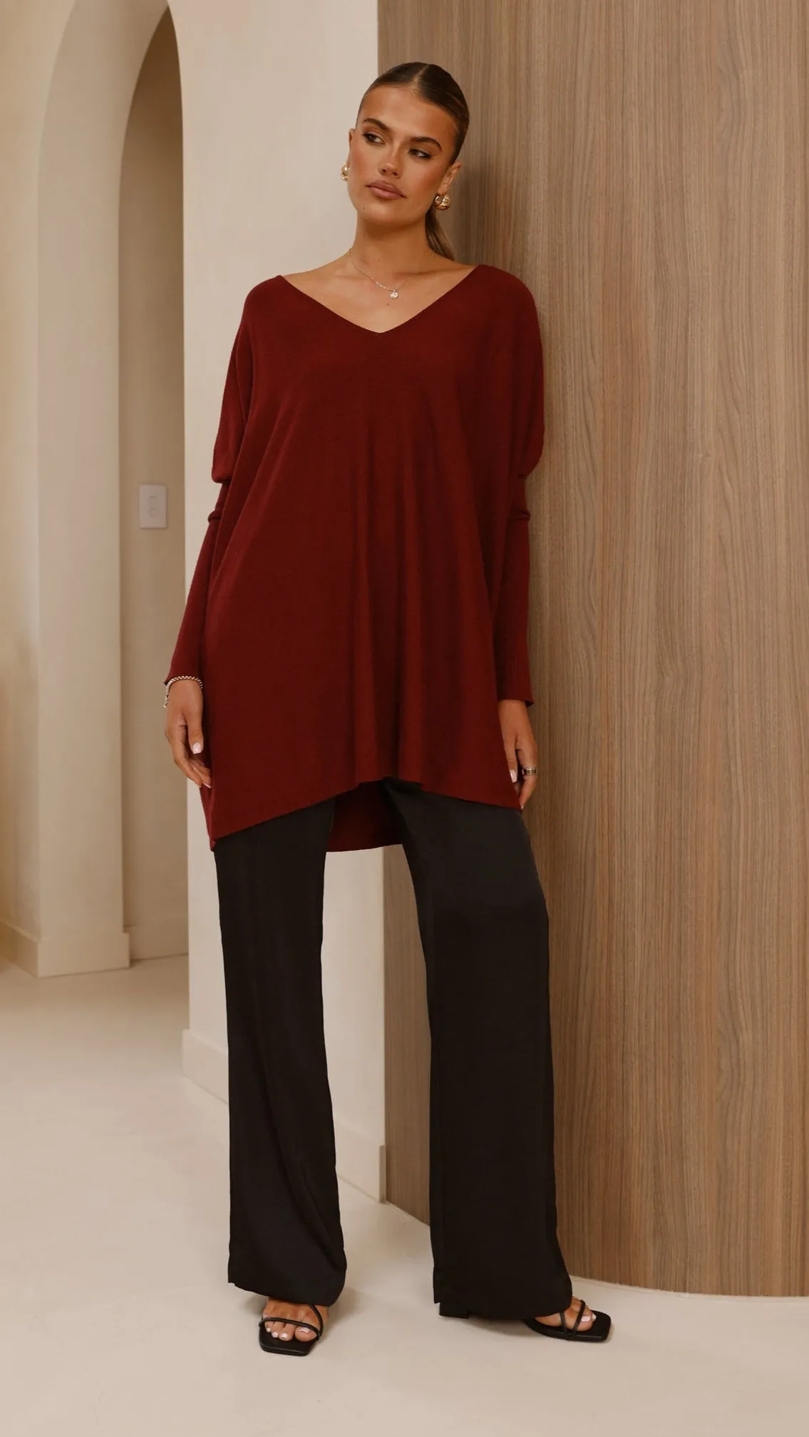 Amalia Knit Top - Burgundy