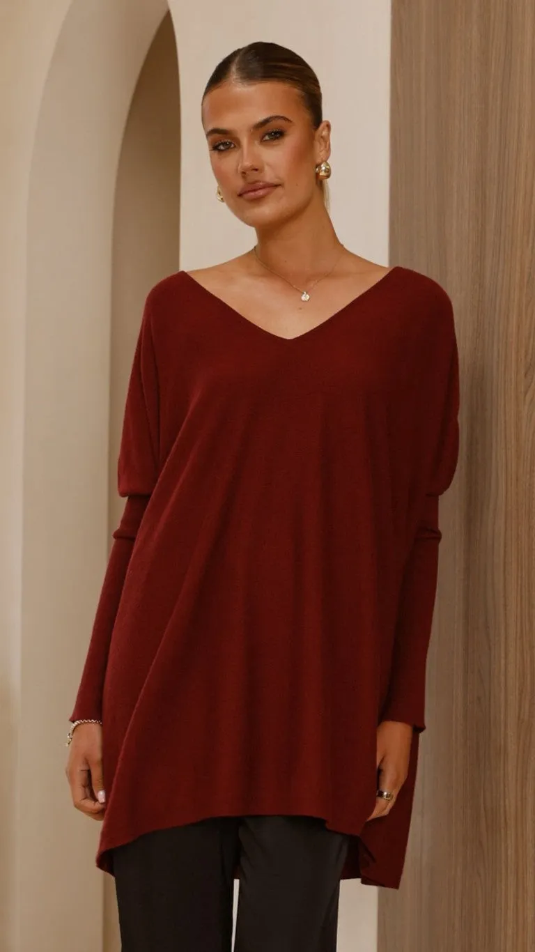 Amalia Knit Top - Burgundy