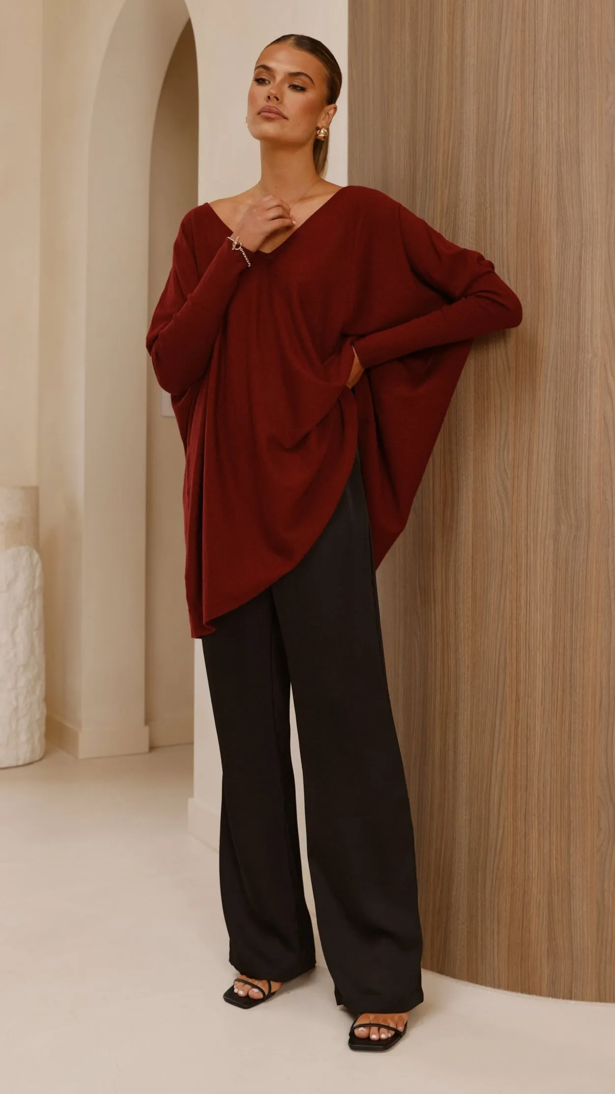 Amalia Knit Top - Burgundy