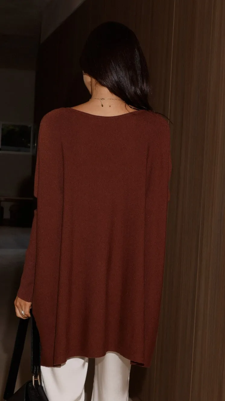 Amalia Knit Top - Chocolate