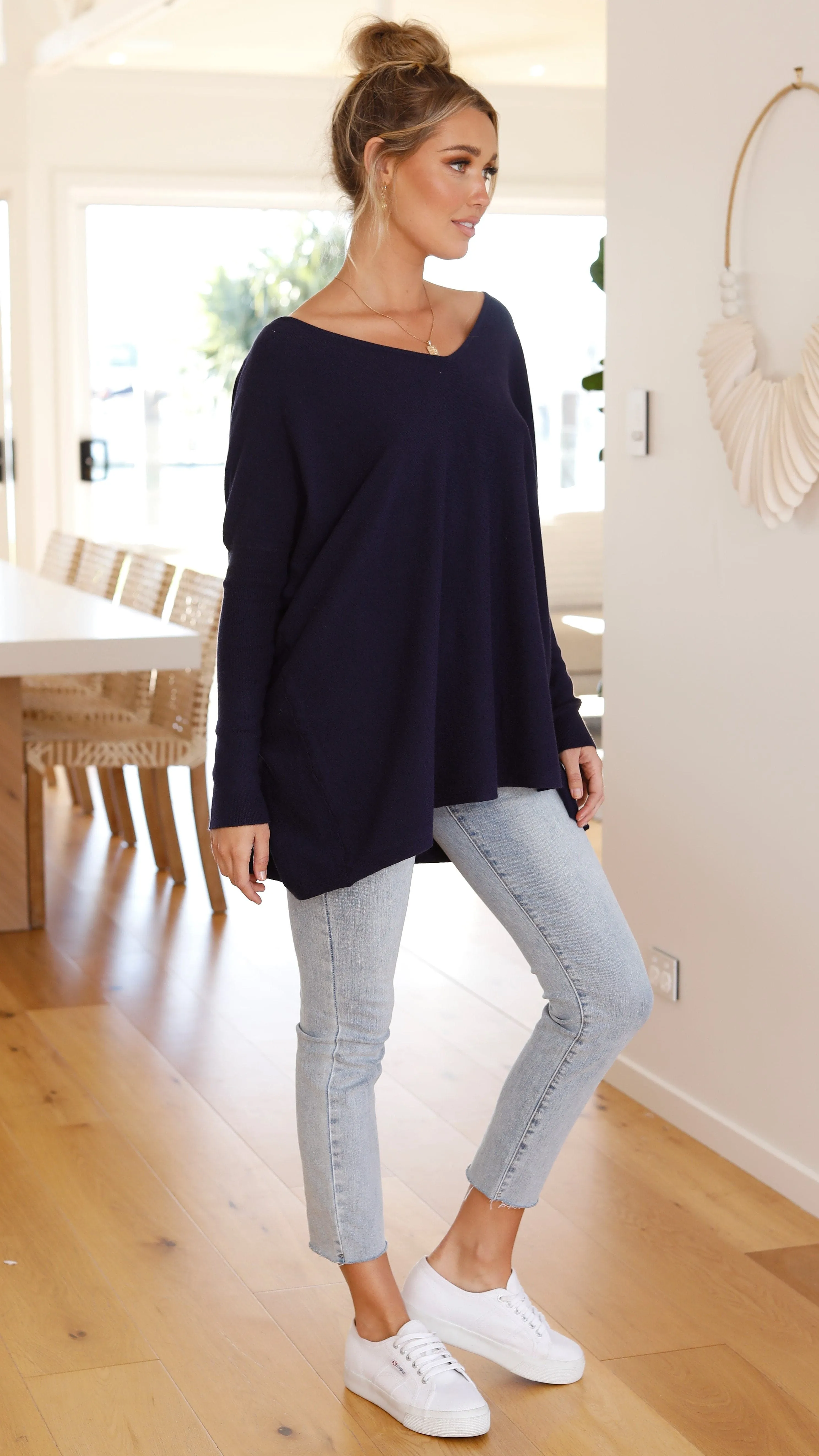 Amalia Knit Top - Navy