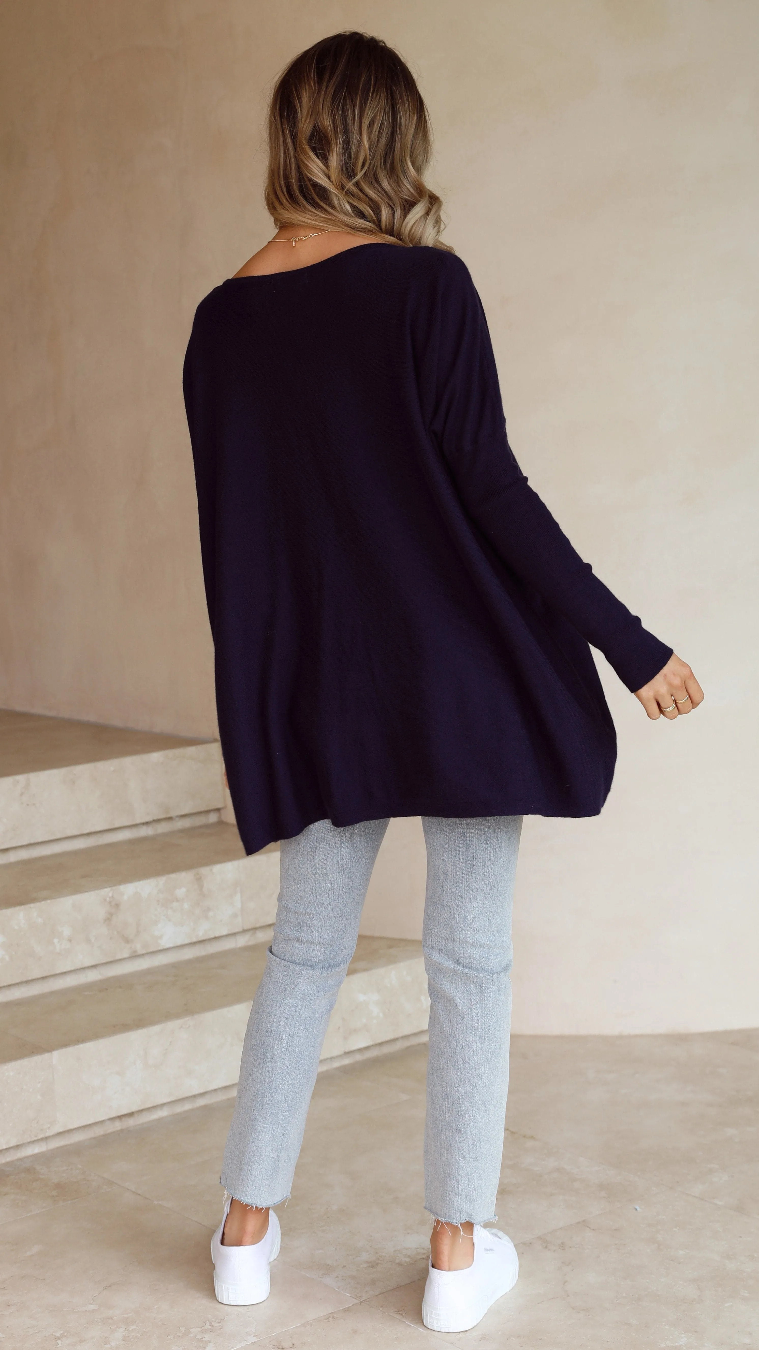 Amalia Knit Top - Navy
