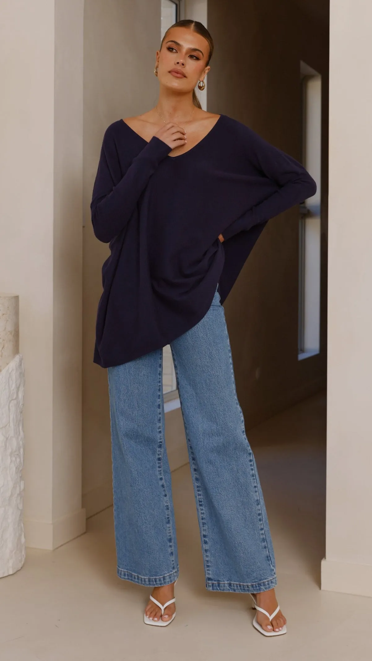Amalia Knit Top - Navy