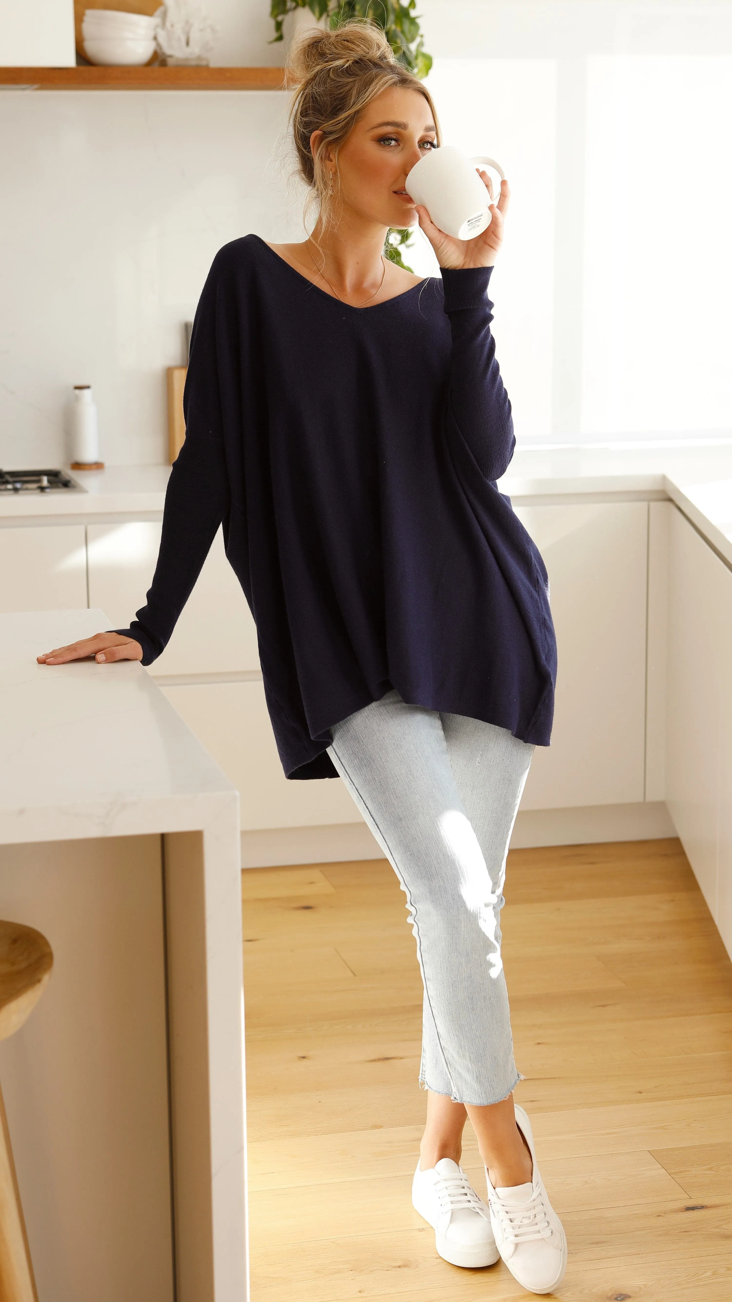 Amalia Knit Top - Navy