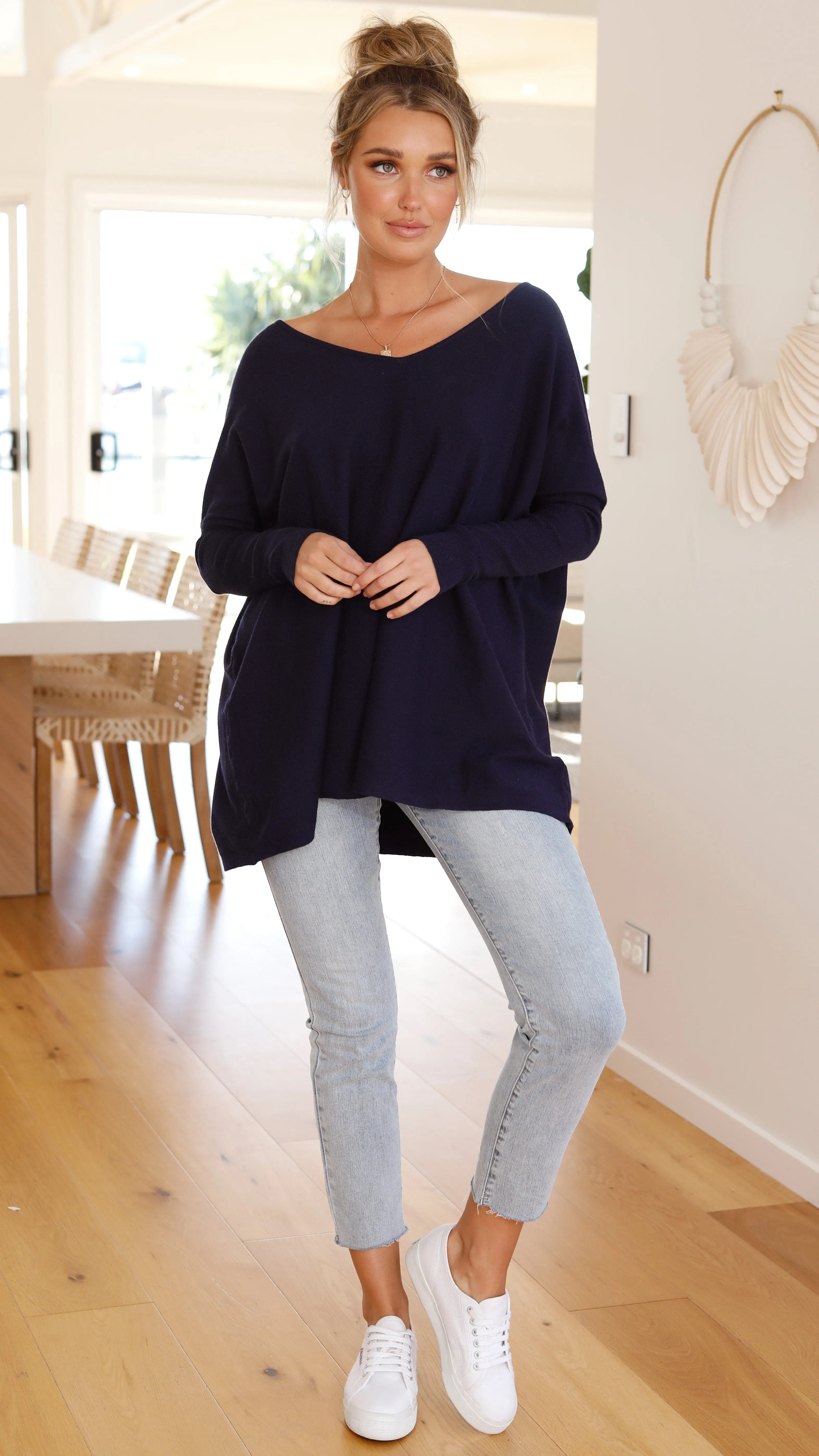 Amalia Knit Top - Navy