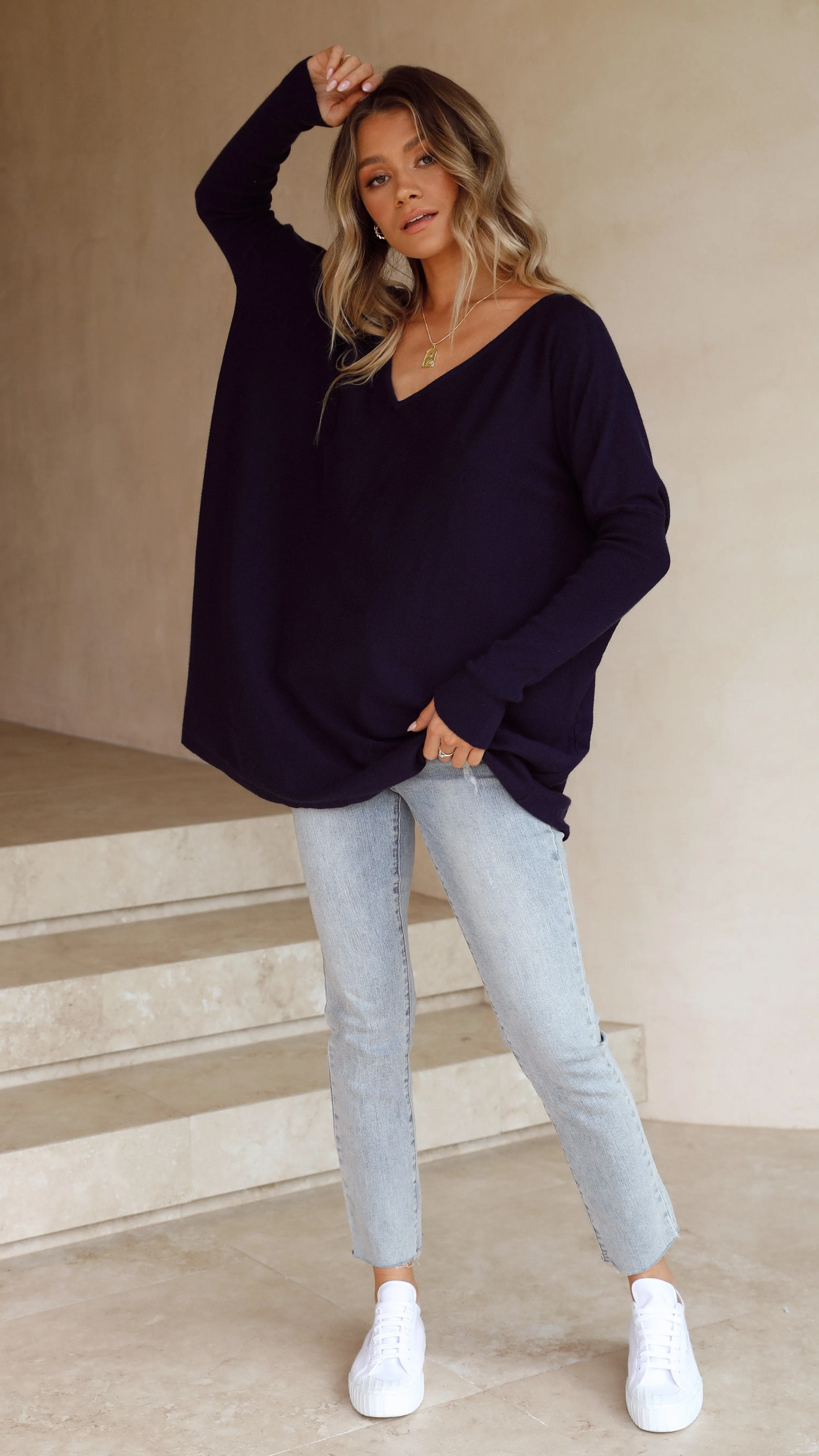 Amalia Knit Top - Navy