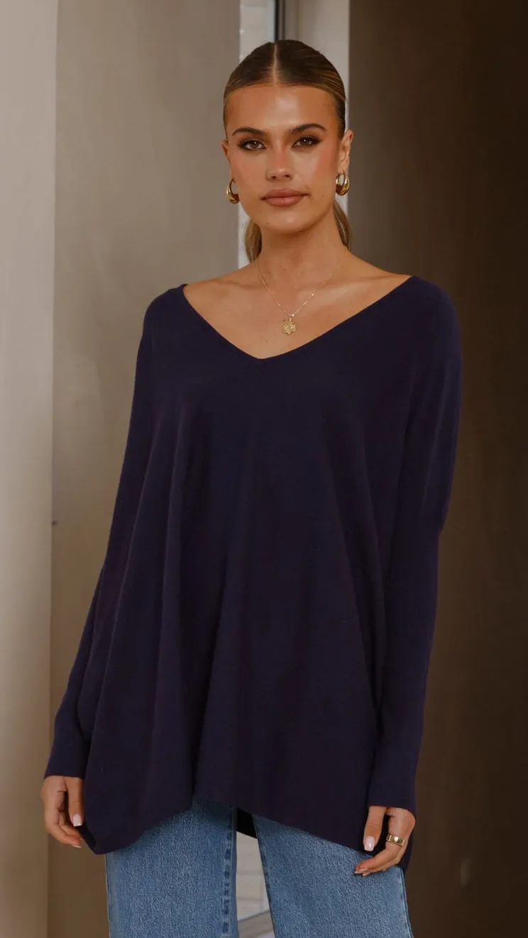 Amalia Knit Top - Navy