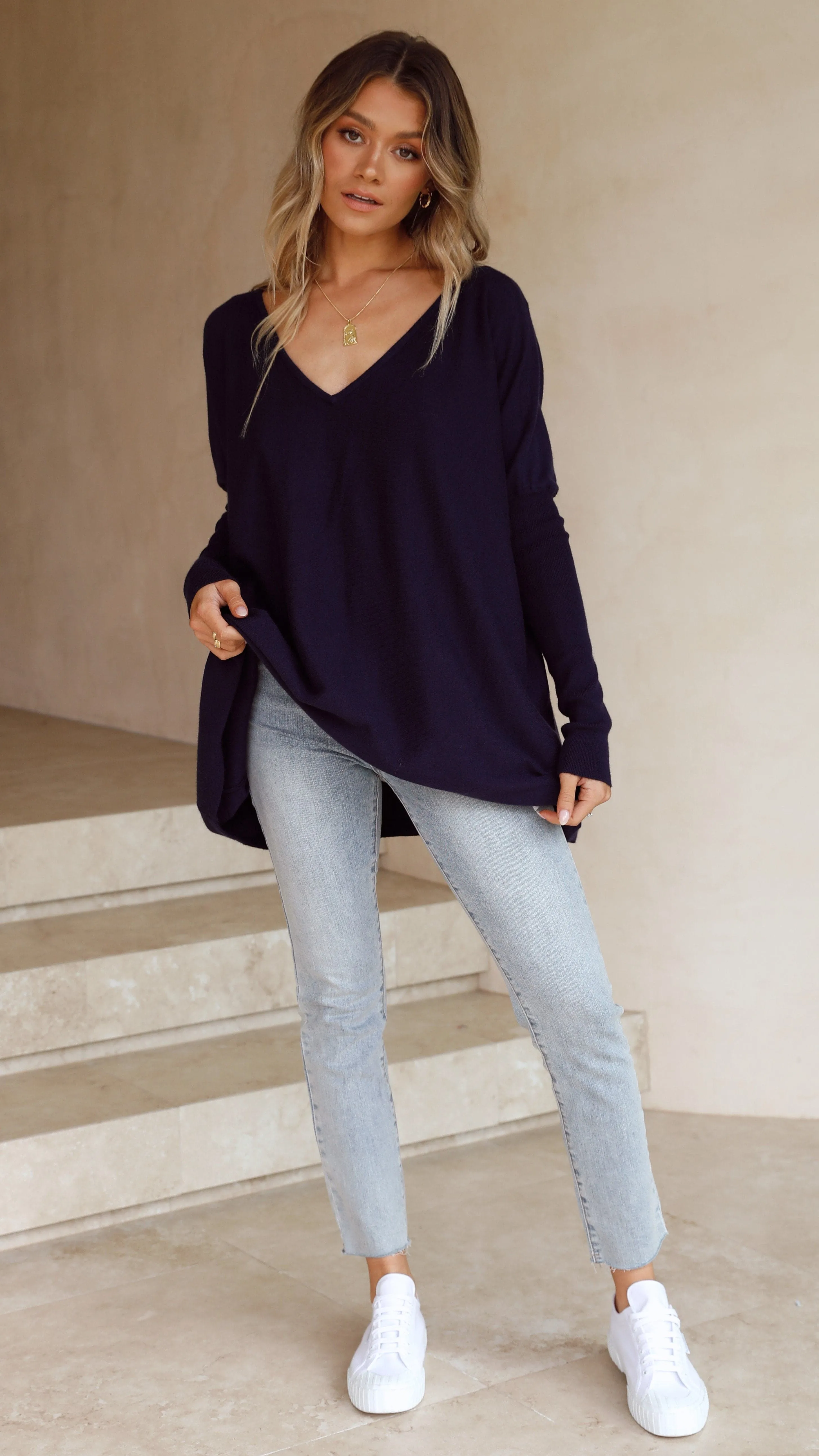 Amalia Knit Top - Navy