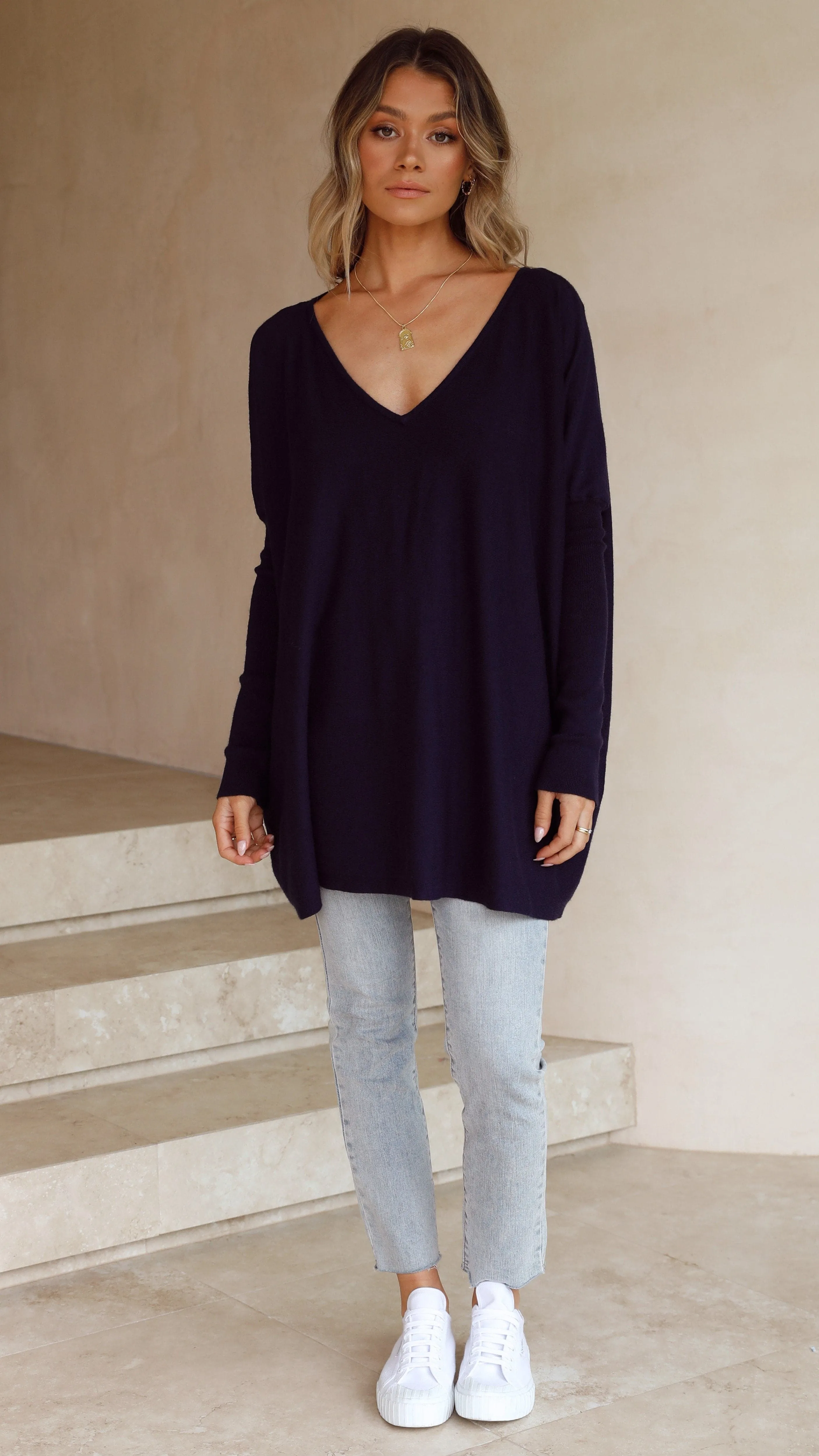 Amalia Knit Top - Navy