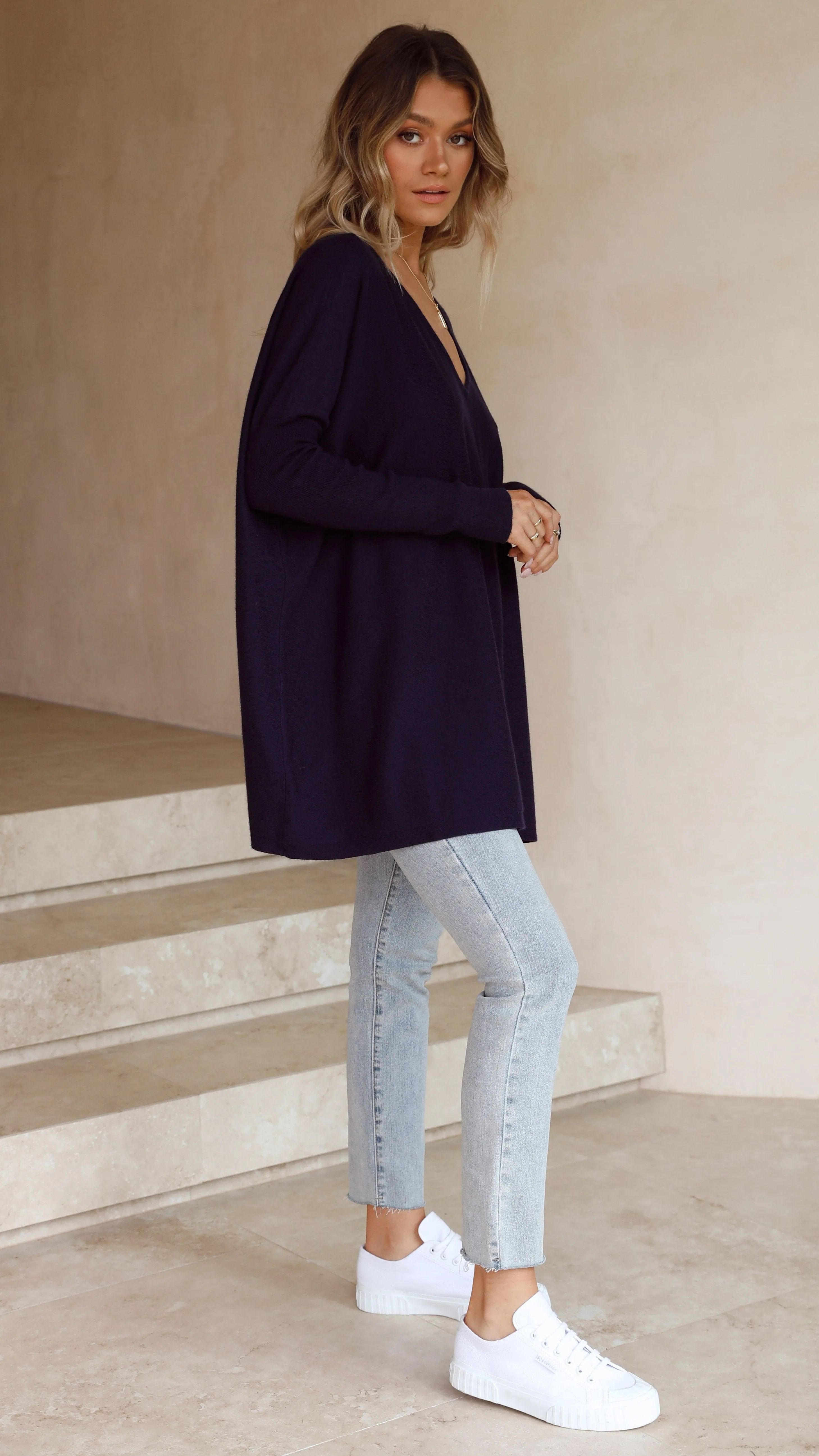 Amalia Knit Top - Navy