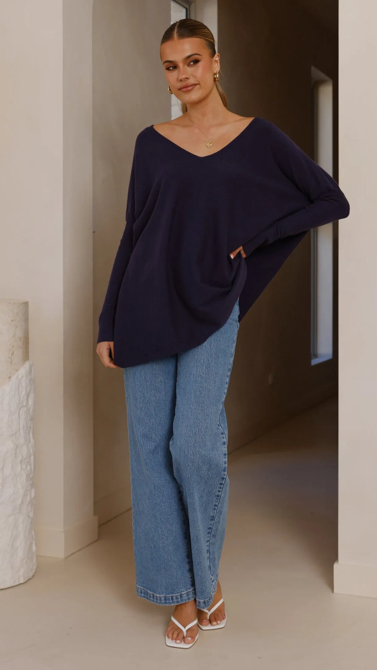 Amalia Knit Top - Navy