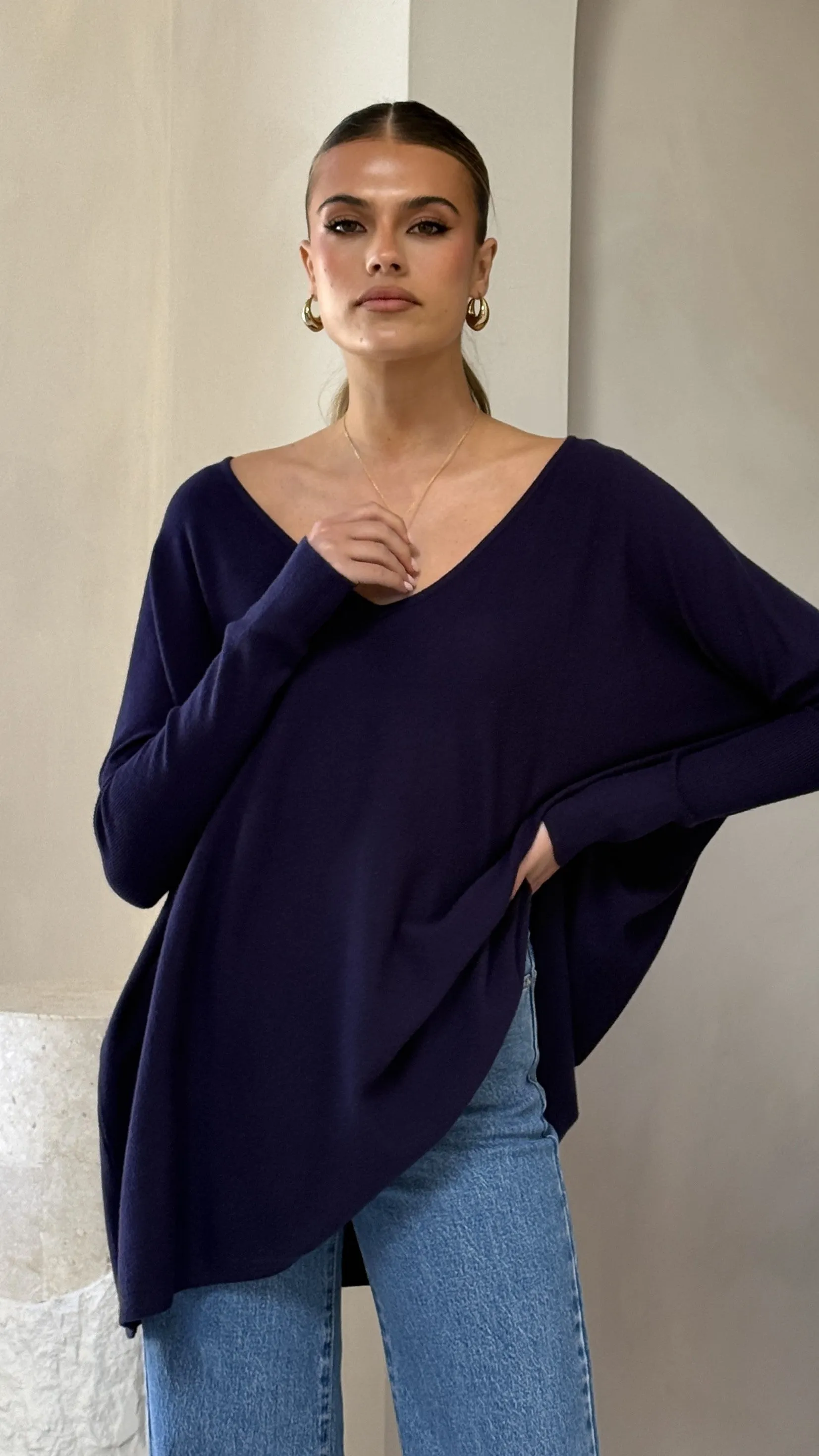 Amalia Knit Top - Navy