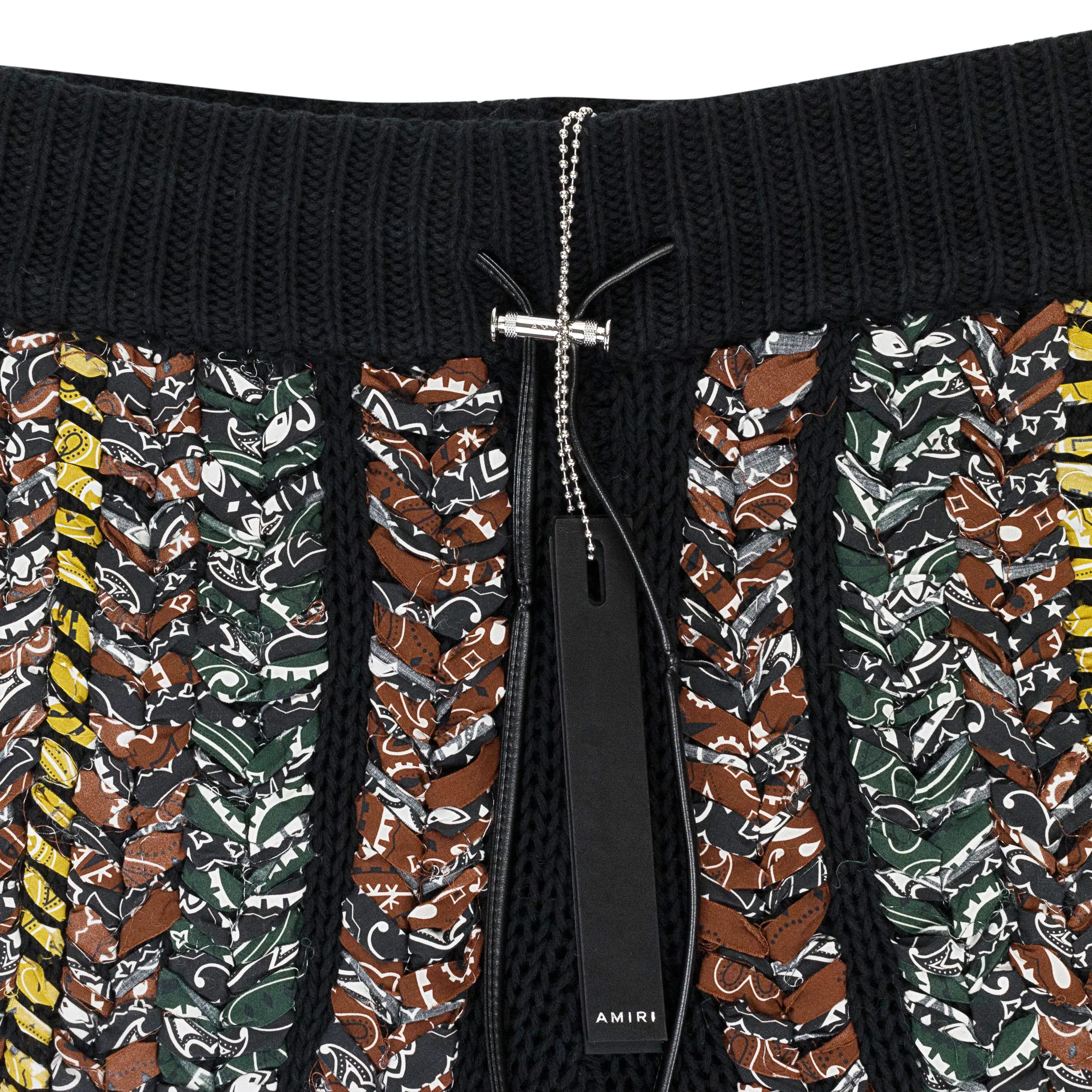 AMIRI BRAIDED BANDANA BLACK SHORTS