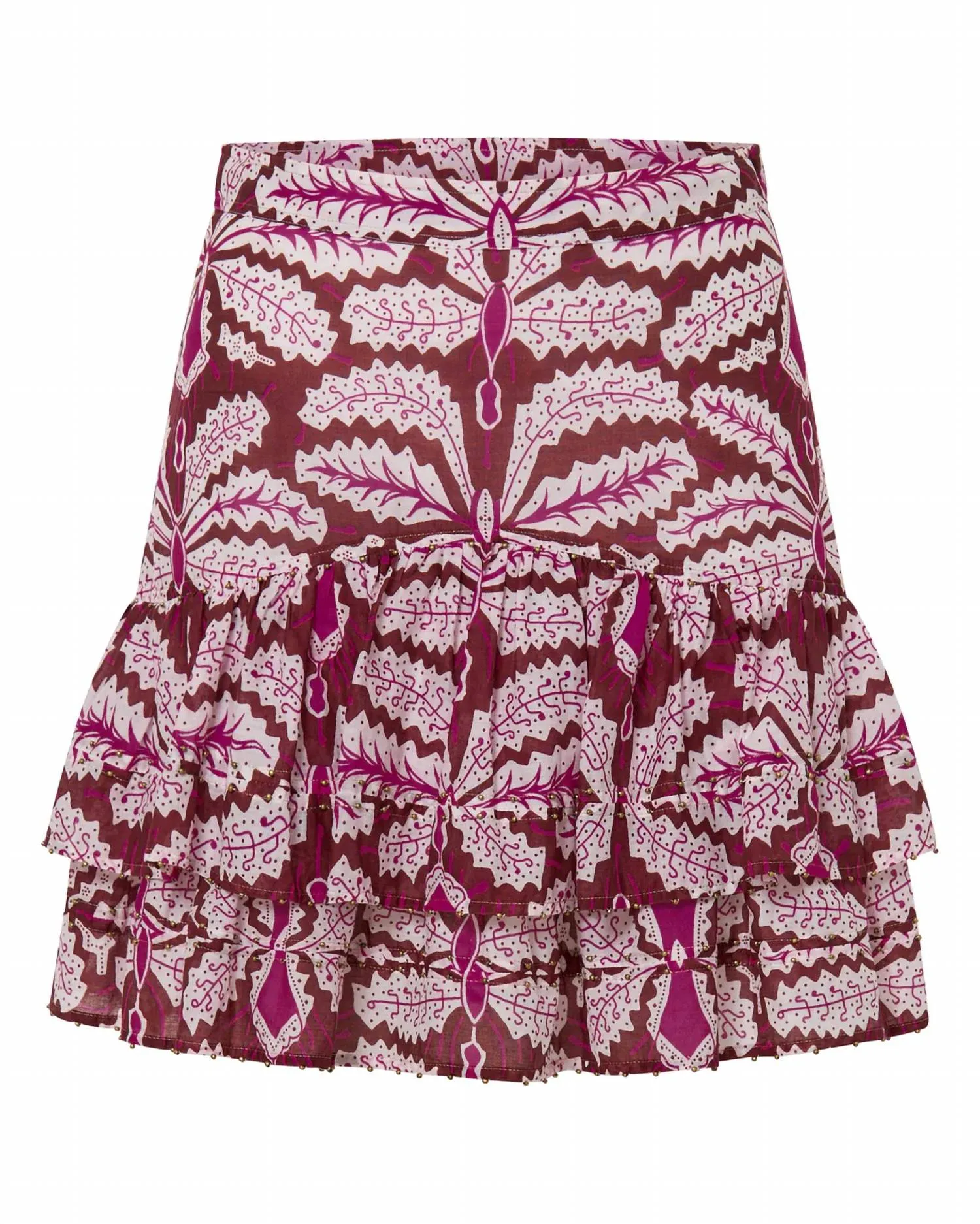 Asia Print Mini Skirt In Fushcia Orchid