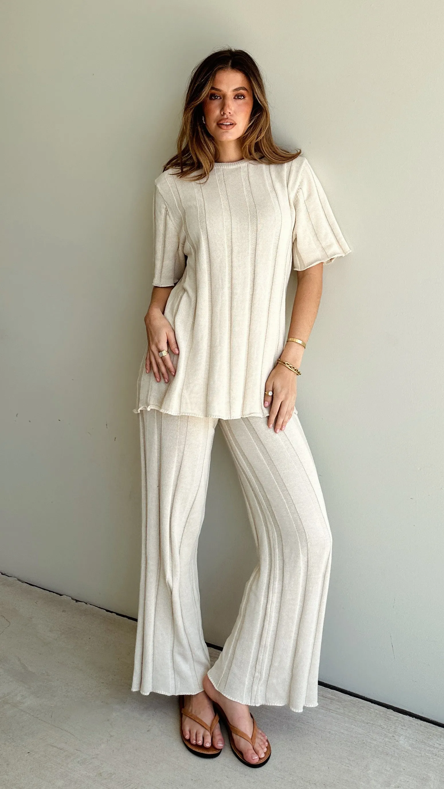 Bayu Knit Pants - Cream