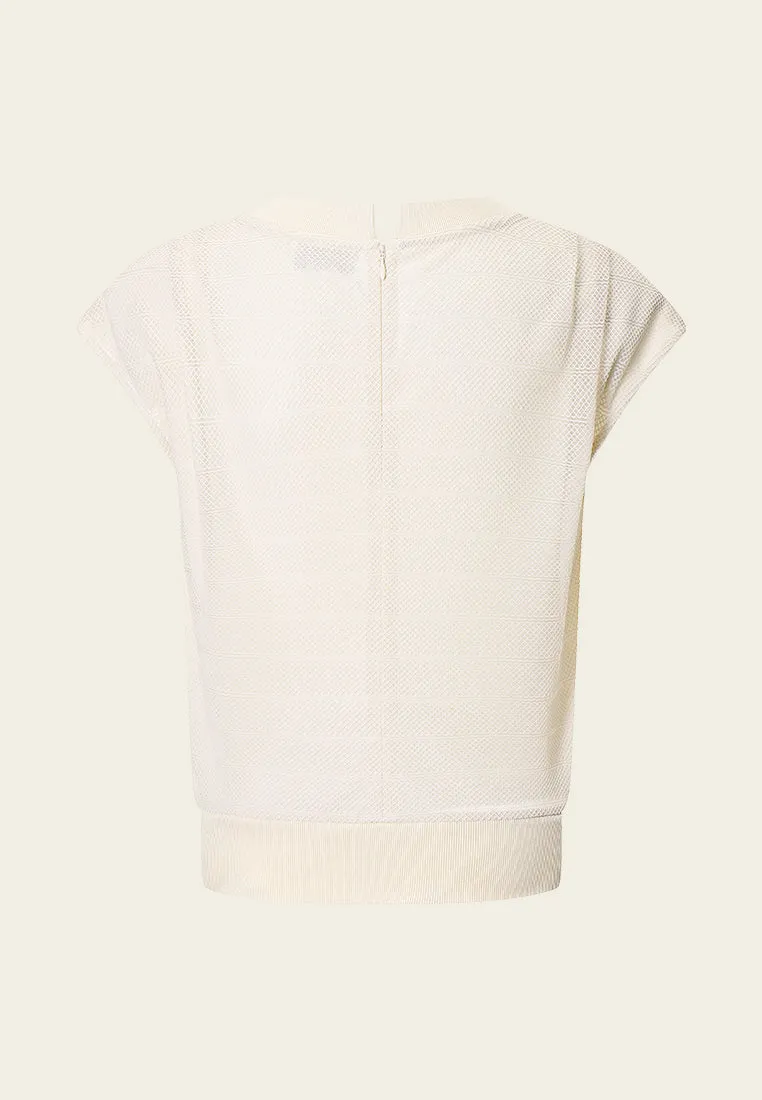 Beige Cap Sleeve Knit Top
