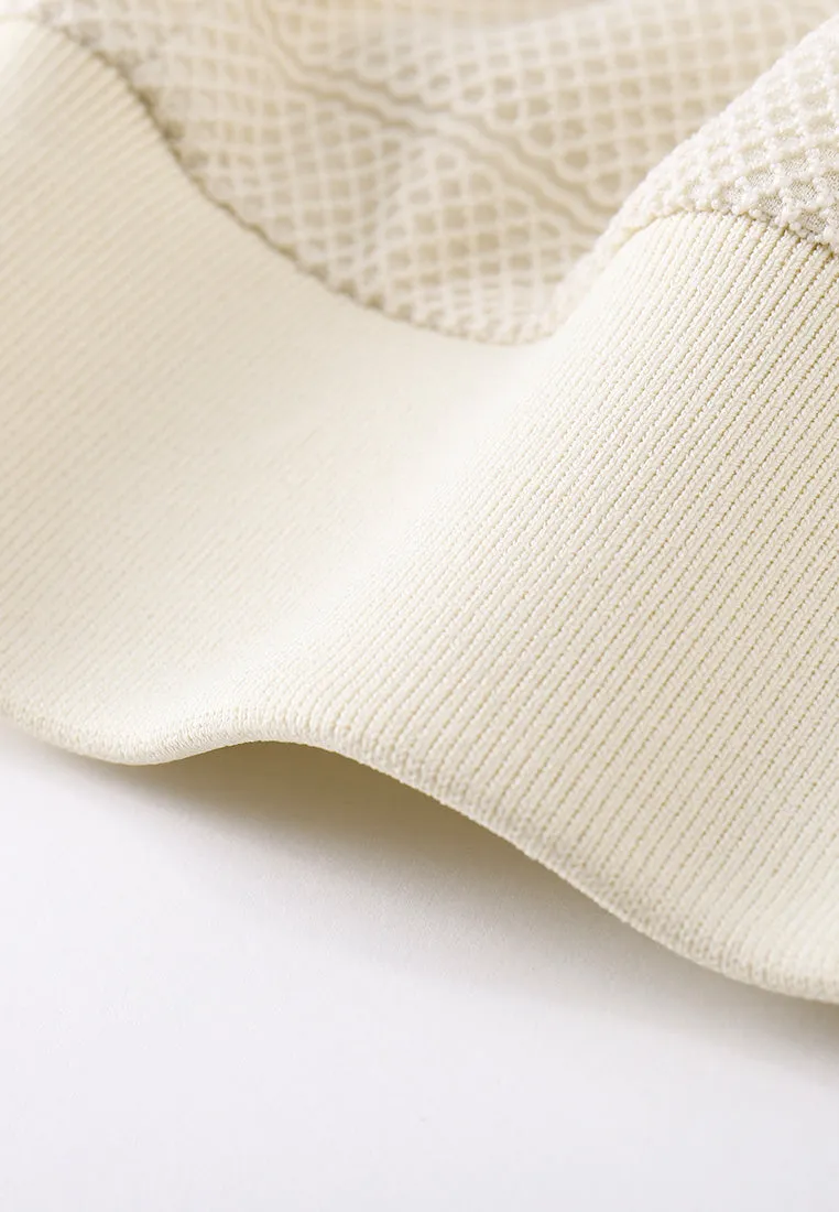 Beige Cap Sleeve Knit Top