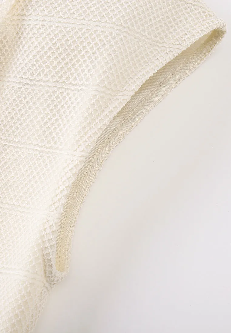 Beige Cap Sleeve Knit Top