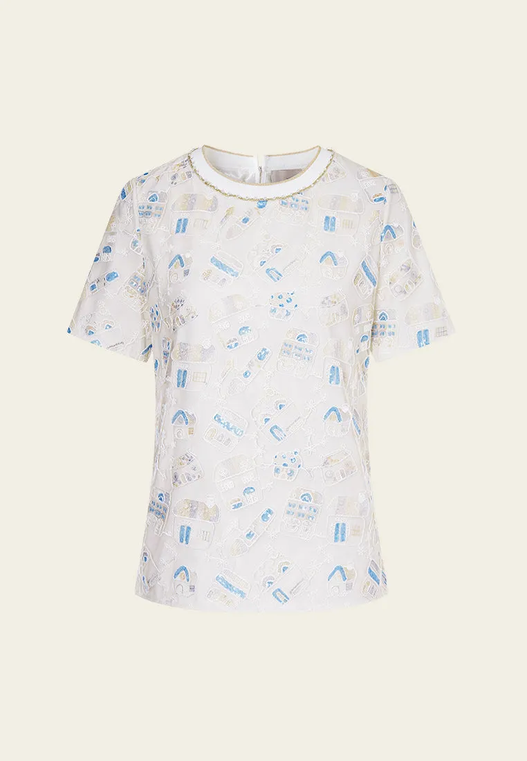 Beige Dreamy Embroiederd Top