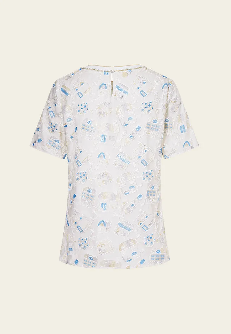 Beige Dreamy Embroiederd Top