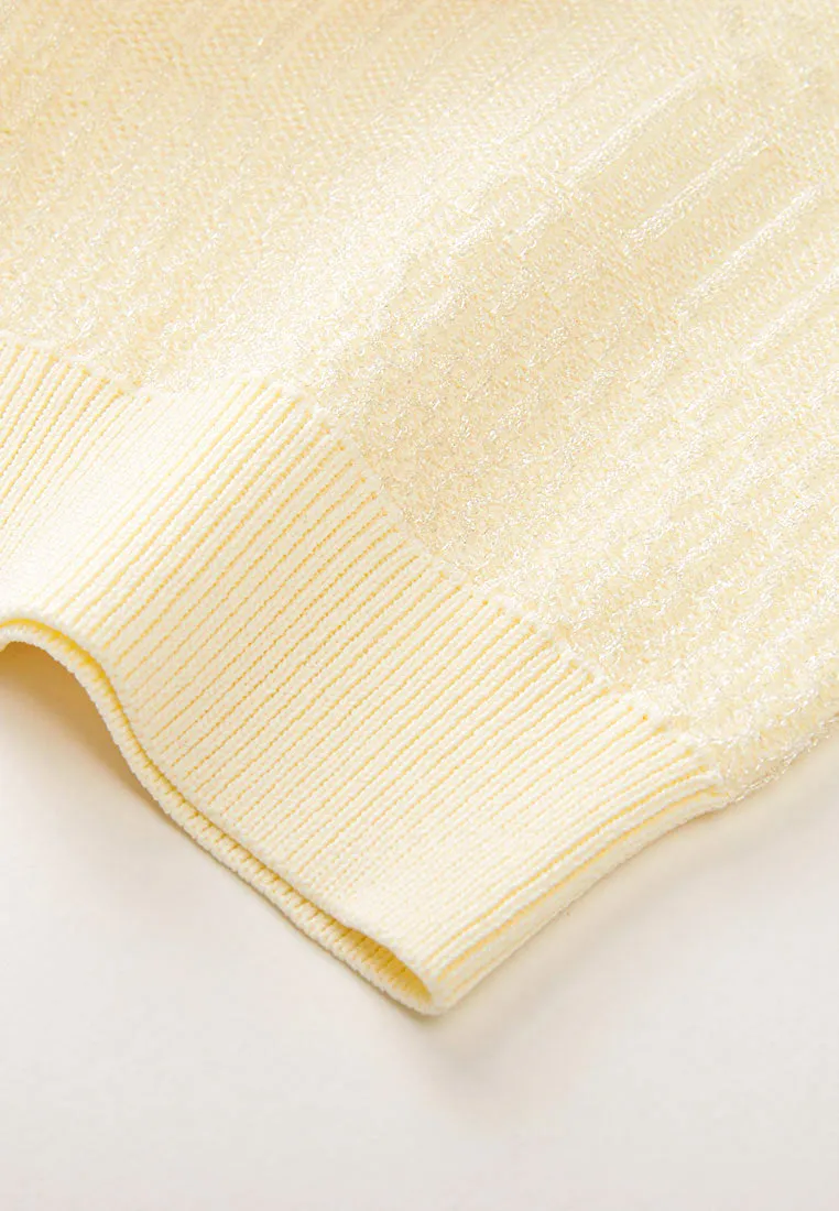 Beige Knit Pattern Polo Shirt