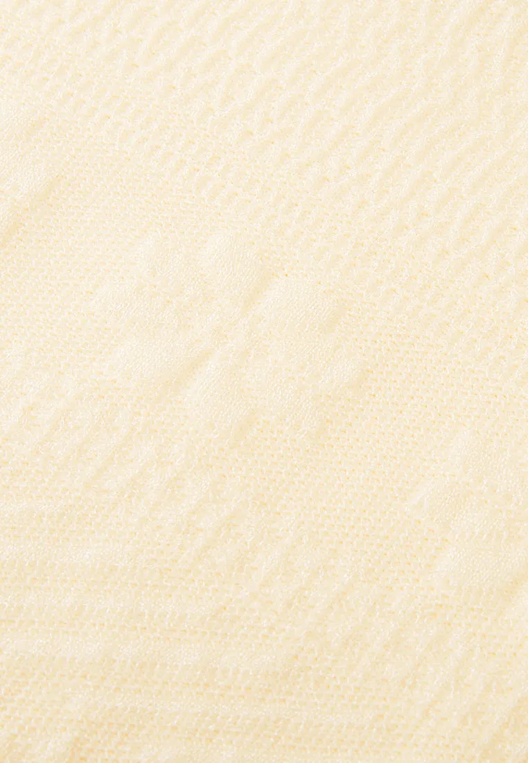 Beige Knit Short Sleeves Crew Neck Top