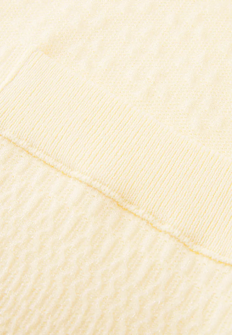 Beige Short Sleeves Cardigan with Gold Buttons