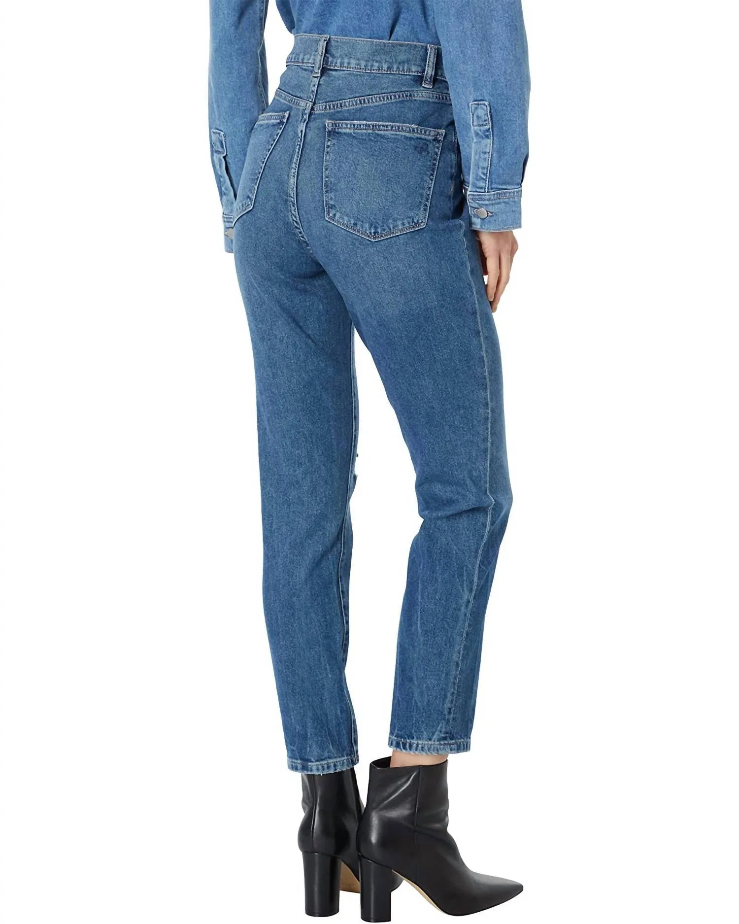 Bella Slim High Rise Distressed Jeans In Sea Storm