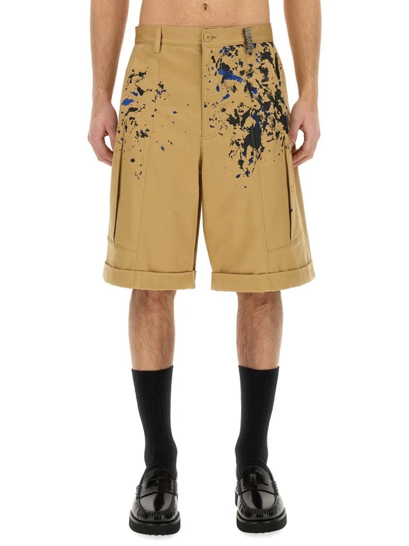 Bermuda Cargo Shorts With Unique Splatter Print Design