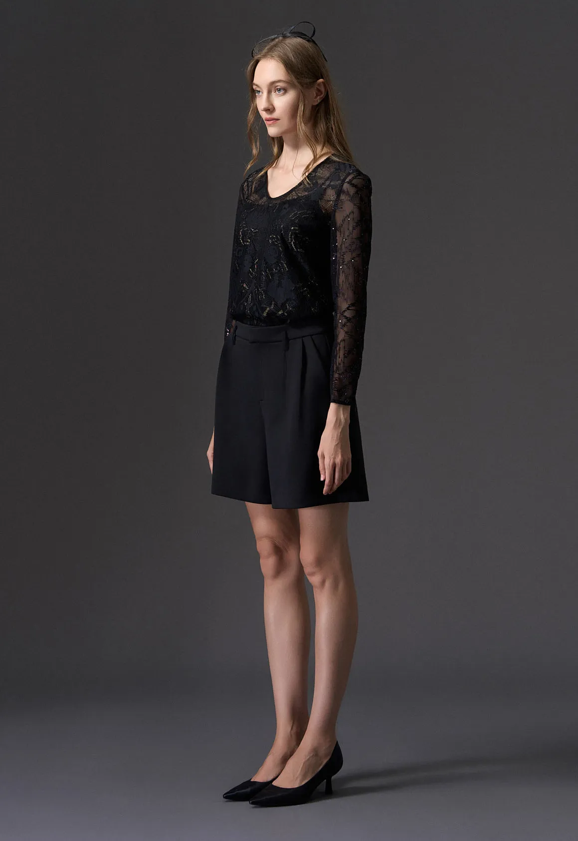 Black Jacquard Lace Top