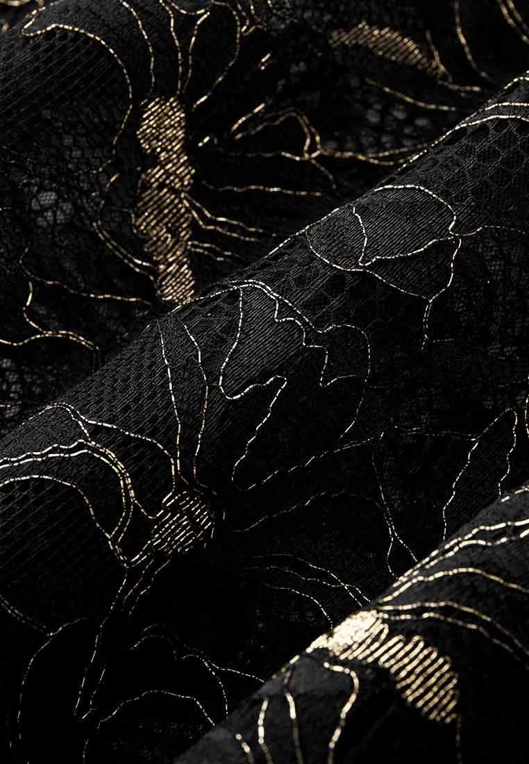 Black Jacquard Lace Top