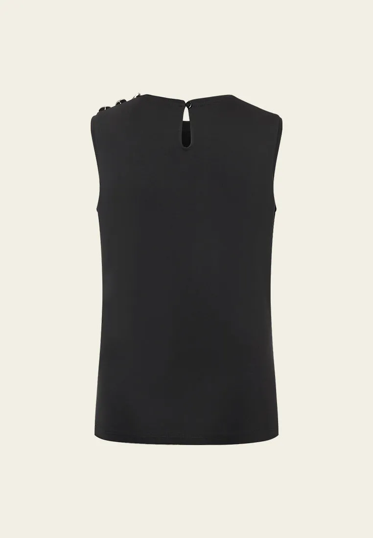 Black Tank Top with Gold Buttons
