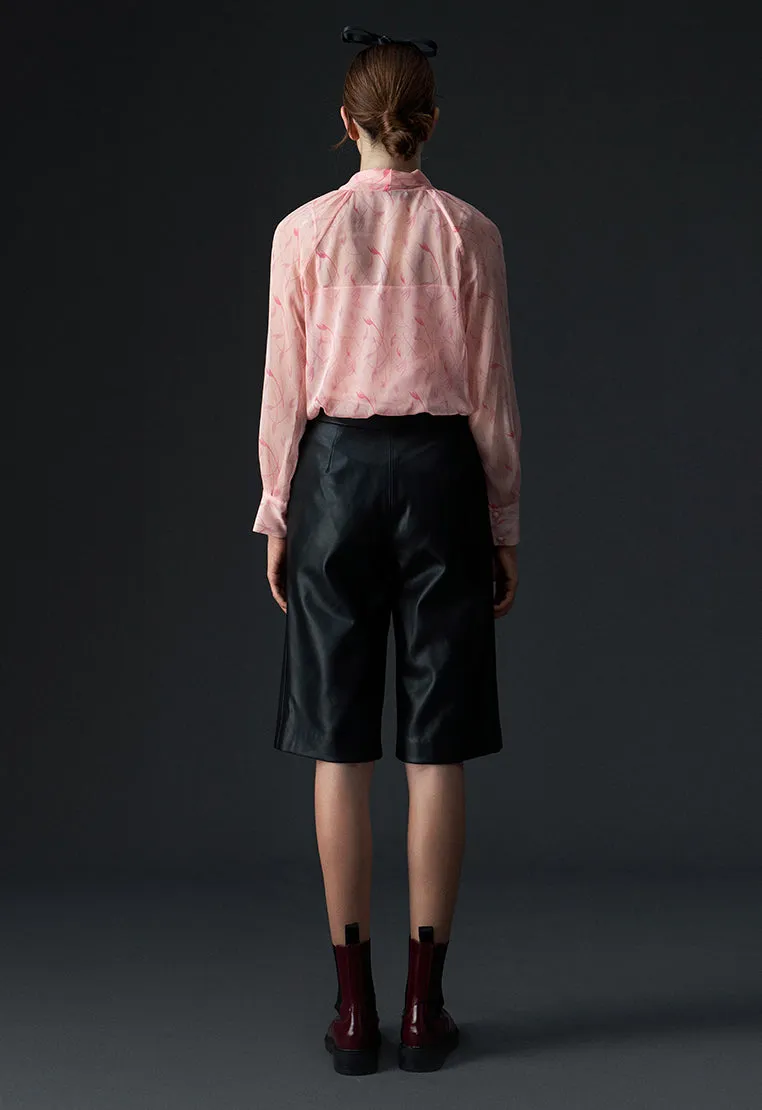 Black Vegan Leather Knee Length Shorts