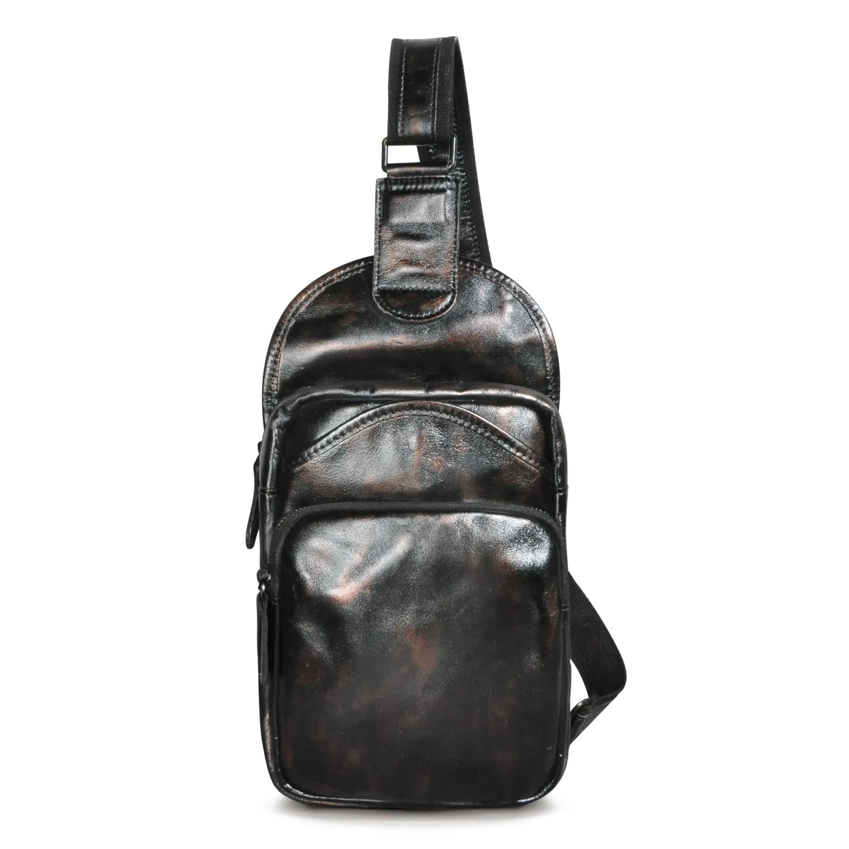Blue Leather Chest Bag For Men Cool Leather Sling Bag Mens Sling Crossbody Backpack