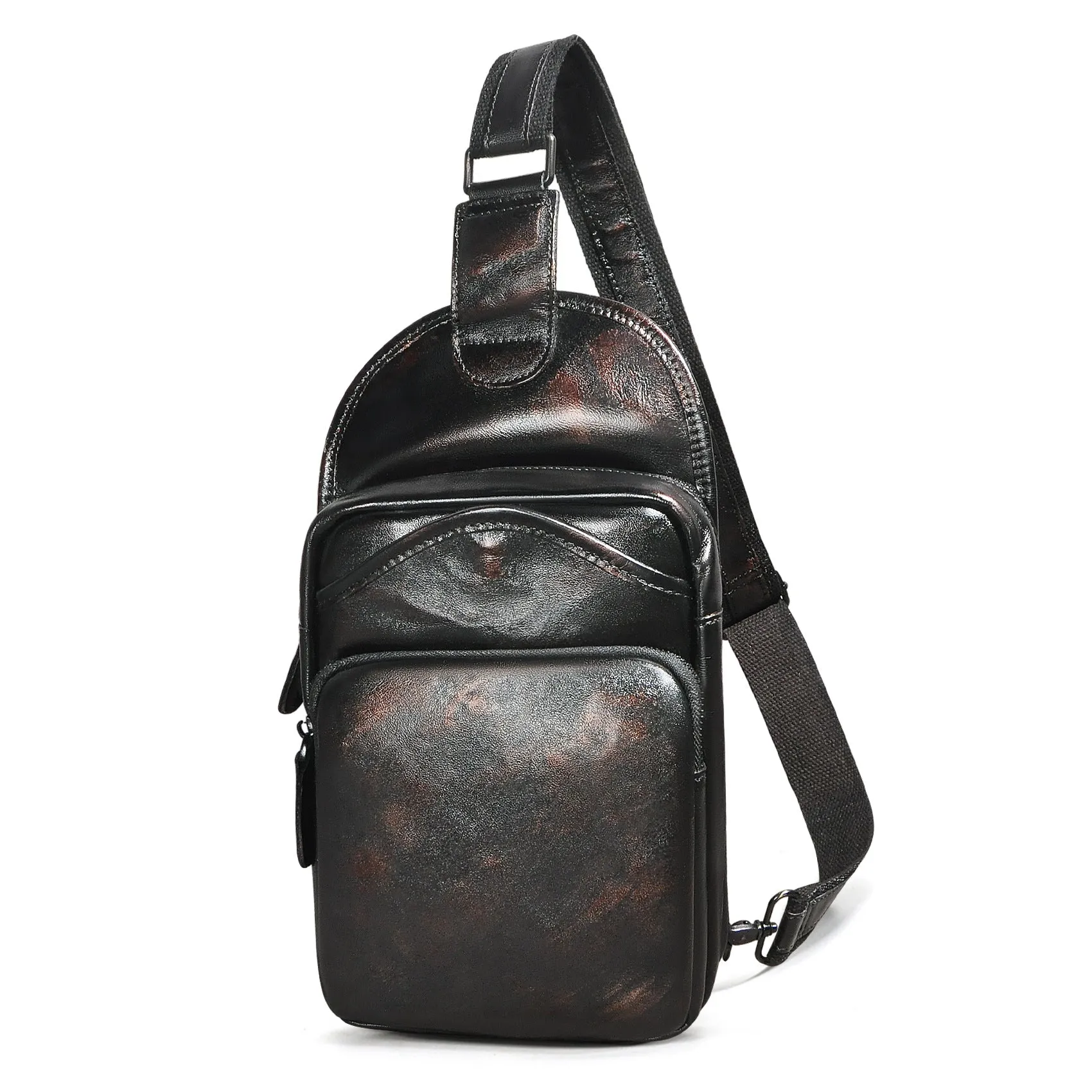Blue Leather Chest Bag For Men Cool Leather Sling Bag Mens Sling Crossbody Backpack