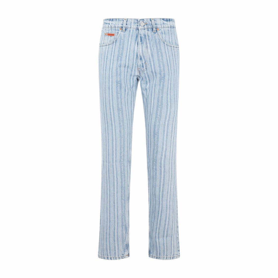 Blue Pinstripe Straight Leg Cotton Jeans