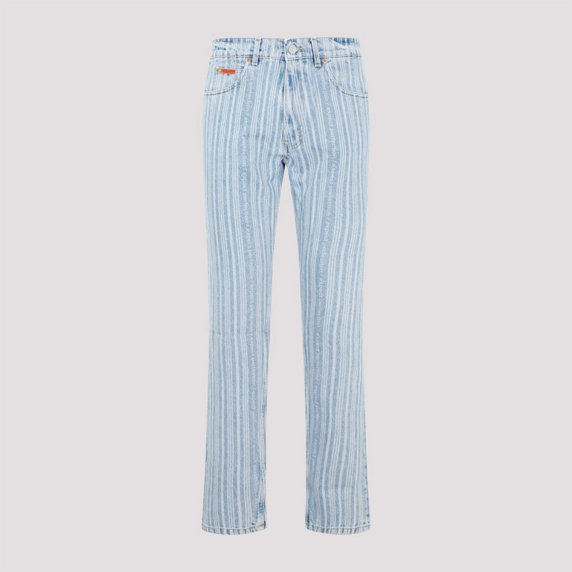 Blue Pinstripe Straight Leg Cotton Jeans