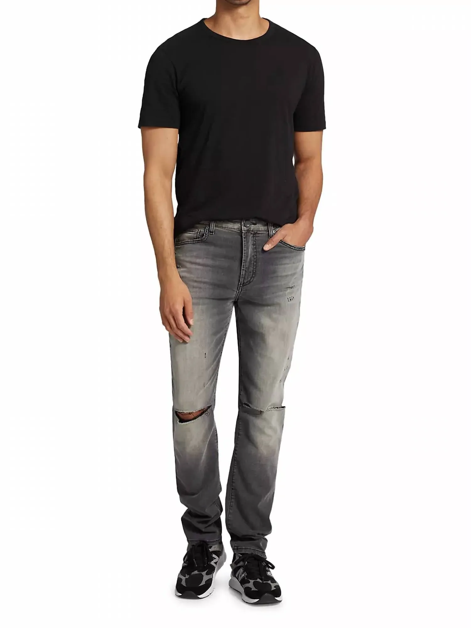 Brando Slim Distressed Greigio Jean In Grey