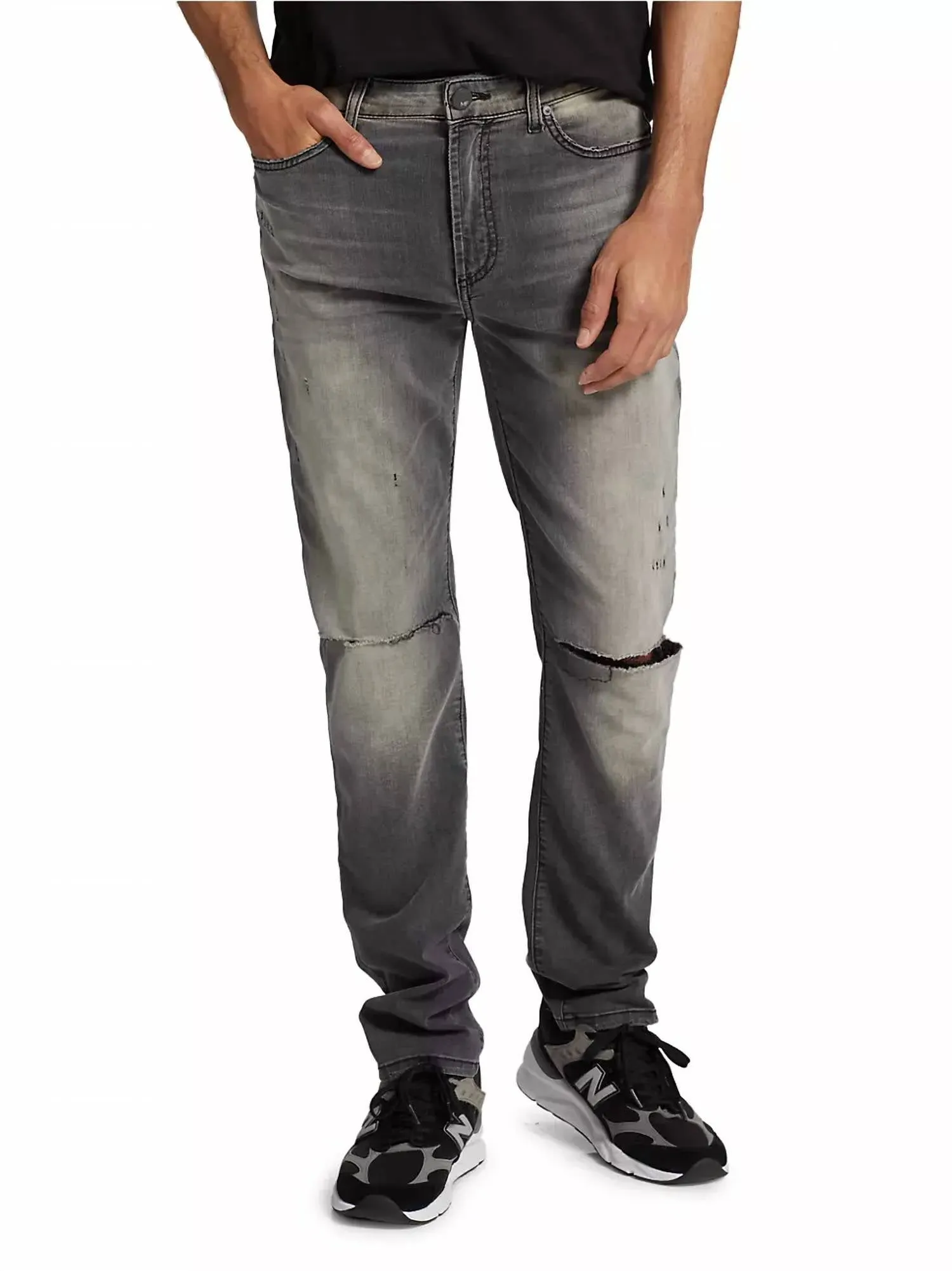 Brando Slim Distressed Greigio Jean In Grey