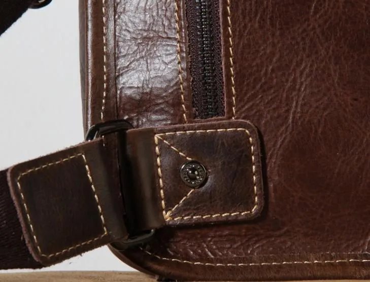 Brown Leather Mens Cool Sling Backpack Chest Bag Sling Bag Crossbody Pack for men